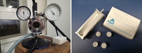 length ~ 75 mm, diameter ~ 12 mm) are available for drying larger samples and microporous specimen capsules are used as boat inserts for enclosing smal